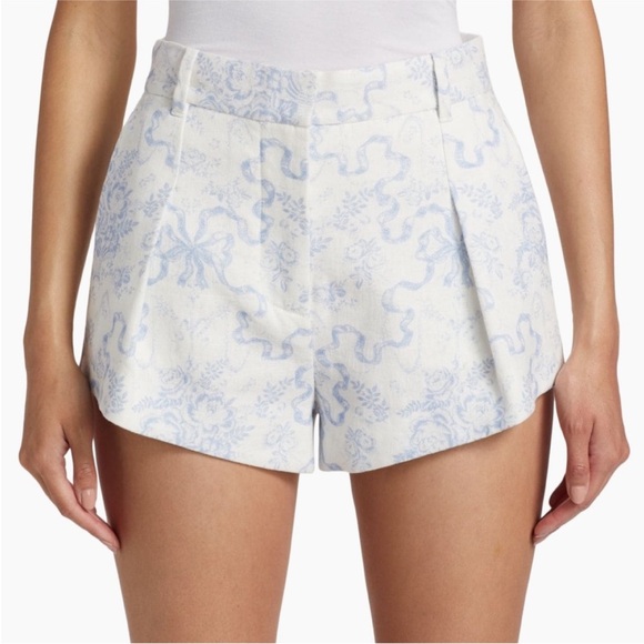 LoveShackFancy Linen Toile Shorts - Picture 1 of 5